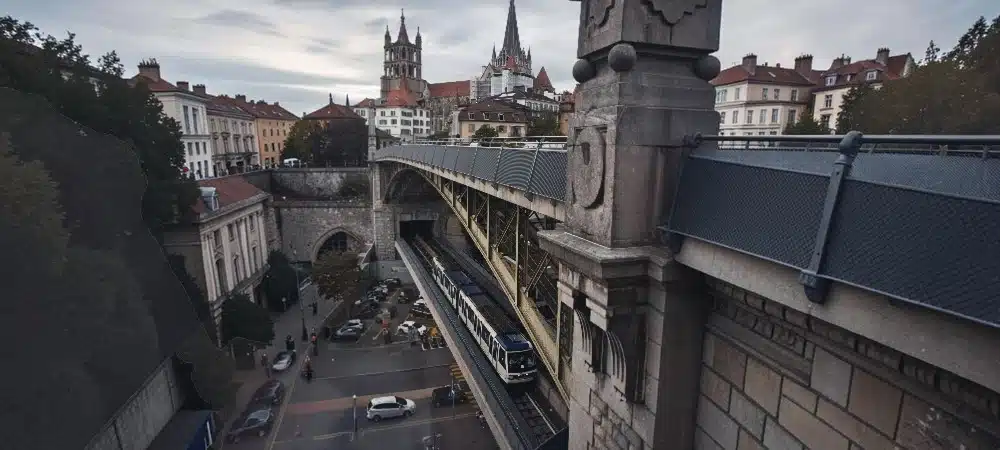 Le quartier de la veille ville à Lausanne abrite sa célèbre cathédrale gothique